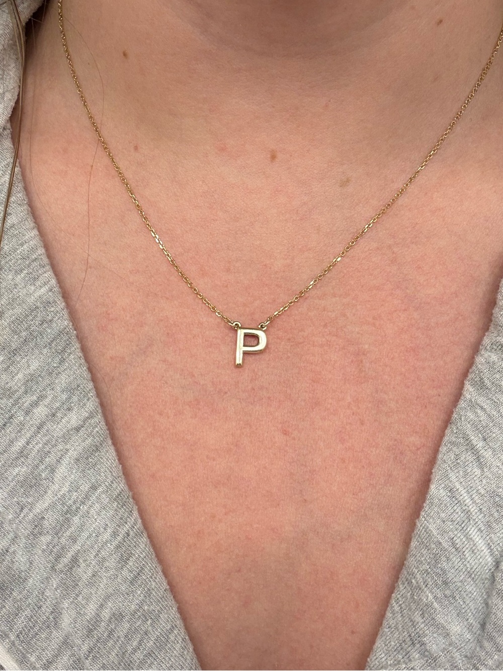 14k Solid Gold Initial 'P' Pendant Necklace - Women's Jewelry